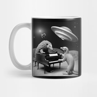 Pangolin playing piano in space Mug